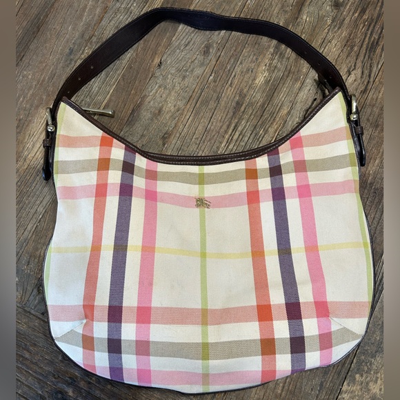 Burberry Multicolor House Check Canvas Shoulder Hobo Bag with COA - Picture 1 of 14